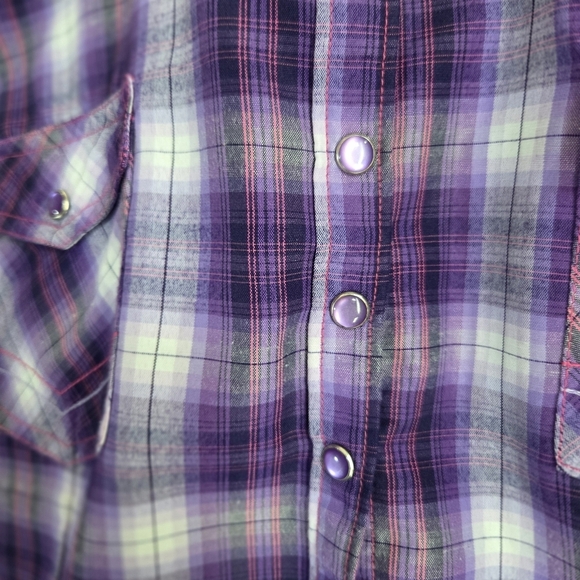 Outback Trading Co. Purple Button Down Plaid Shirt Size 1X - Picture 4 of 6